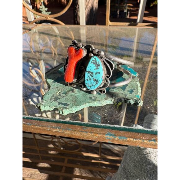 Artisan Sterling Silver Navajo Bracelet Genuine 1940’s Vintage - Picture 5 of 10